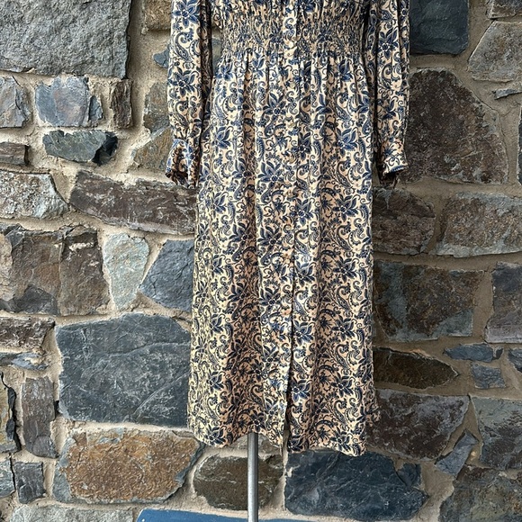 SANDRO Gathered paisley-print twill midi dress size medium - Picture 6 of 13